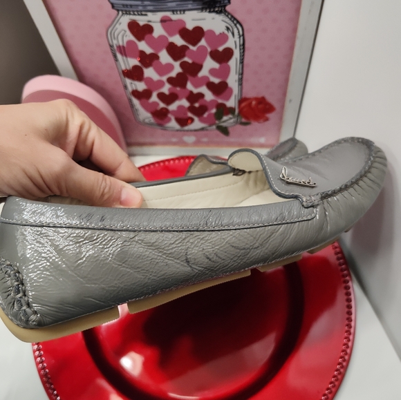 🥰 EUC Gucci Patent Leather Driving Moccasin Dress Loafers, Steel Grey, 38/7 - Picture 6 of 16